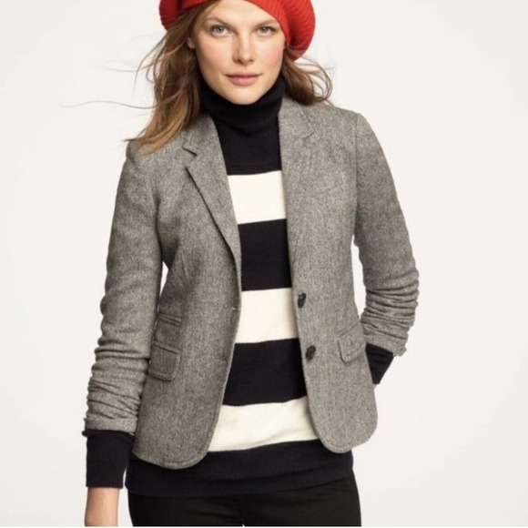 J. Crew Jackets & Blazers - J. Crew Grey Schoolboy Donegal Tweed Blazer size 0 Jacket Style #29073